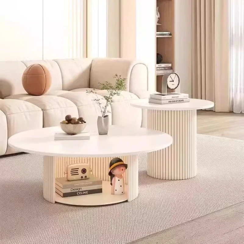 Mesa de centro redonda nórdica para sala de estar, mesa de centro pequeña y moderna, mesa lateral blanca para sala de estar, muebles para sala de estar