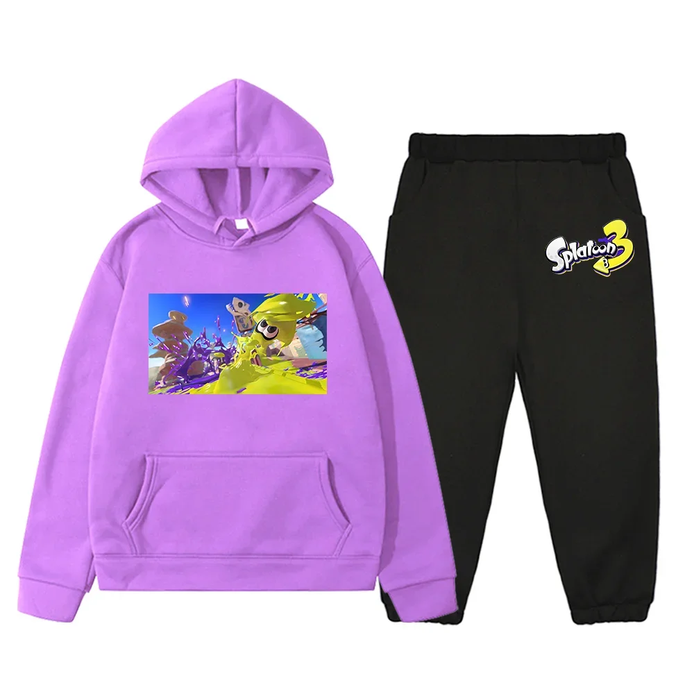 

Game Splatoon 3 Print Kids Hoodies and Pants Set Autumn/Winter Cartoon Graphic Sweatshirts Long Sleeve Boys Girls Pullovers Cute