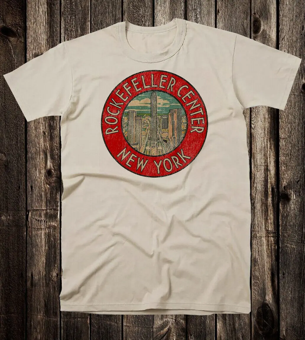 Retro Travel Tee T Shirt Souvenir New York State City NYC Rockafeller Center