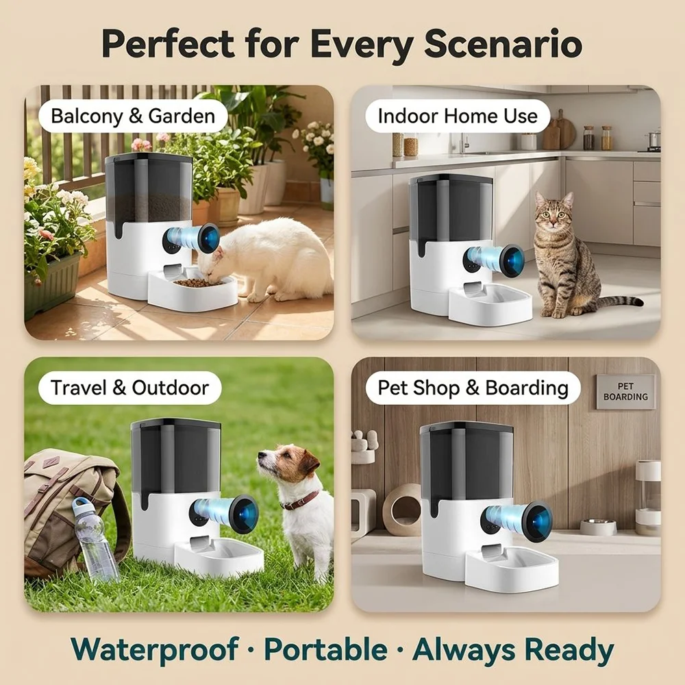 4L防水スマートペットフィーダーWiFiカメラ搭載、デュアル - Timed Cat Dog Food Dispenser 4L のレビューと価格