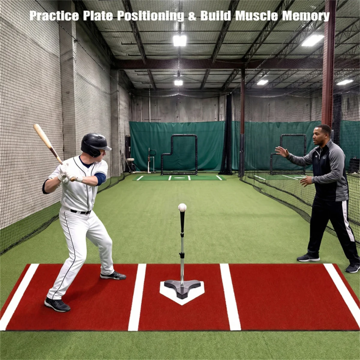 Softball Pitching Mat 10ft x 3ft with Integrated Pitching Plate, PE Turf 63K/0.5" & 5mm EVA Foam Base, Non-Slip Indoor/Outdoor Training Mat for Pitchers – Lightweight 9.5lbs with Carry Strap"