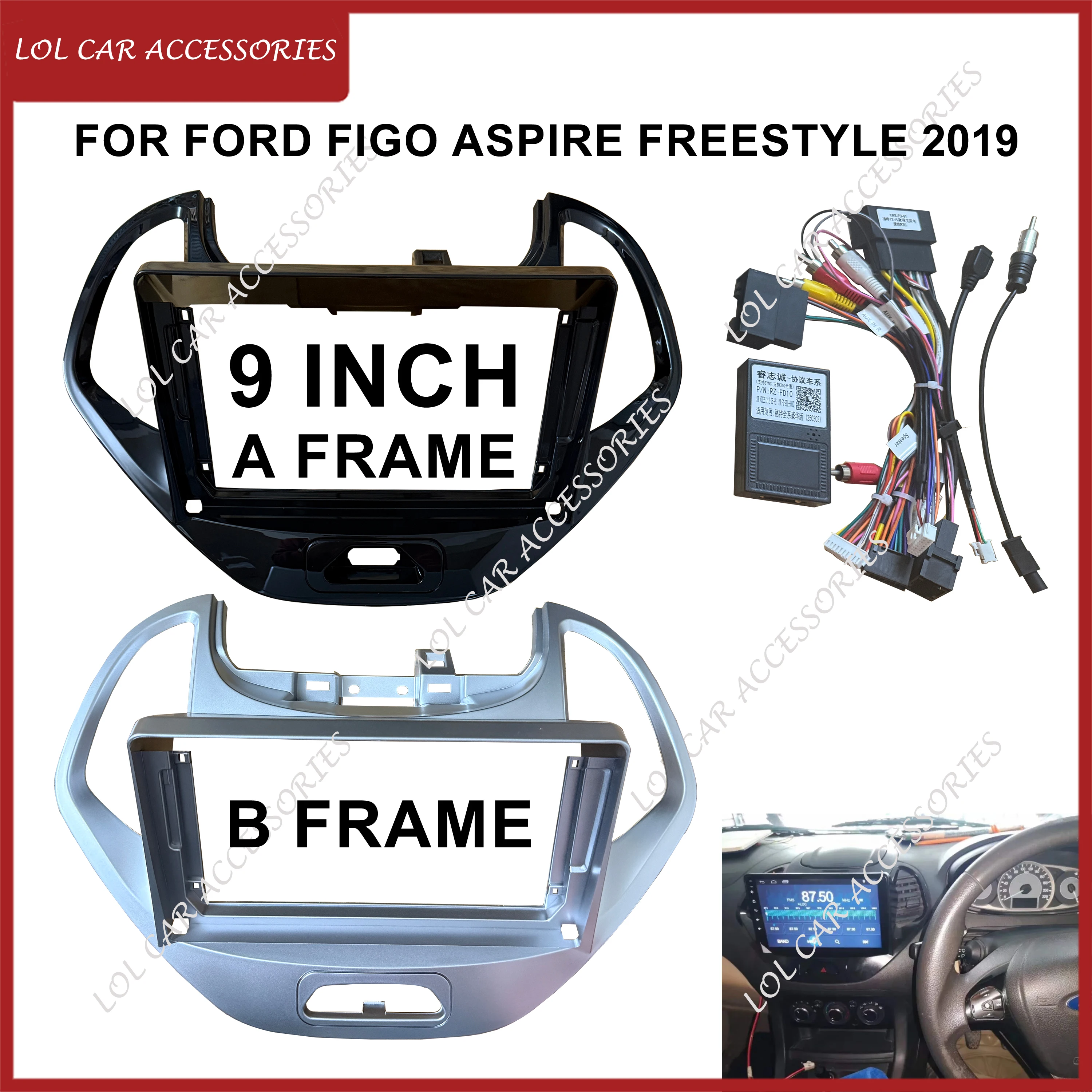

9 Inch For Ford Figo Aspire FREESTYLE 2019 Stereo Car Radio Android GPS MP5 Player 2Din Head Unit Fascia Panel Dash Casing Frame