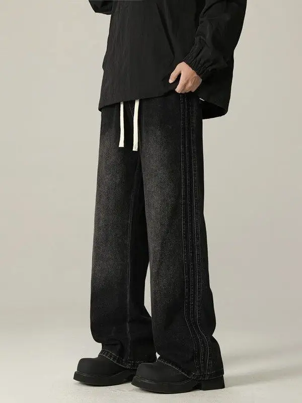 Retro American Waed Gerade Bein männer Jeans Beiläufige Lose Breite Bein Lange Hosen Frühling Herbst Trendy Marke Jugend Tragen