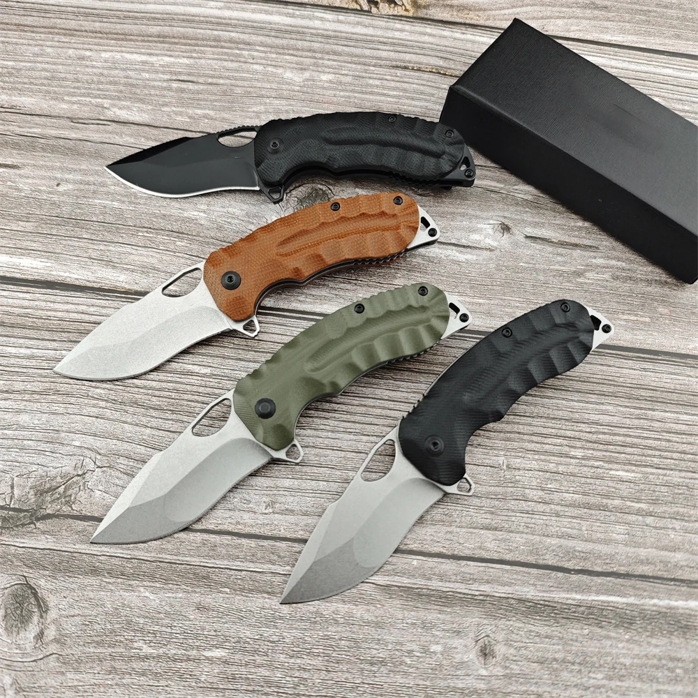 EDC 4 Colors Mini Pocket Folding Knife CTS-XHP Satin Plain Blade Linen Micarta Handle Camping Hiking Portable Durable Multitools