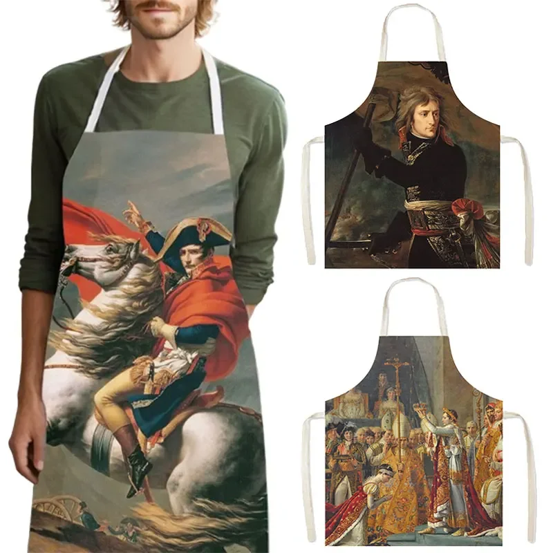 Napoleon Bonaparte Portrait Print Kitchen Apron The Coronation of Napoleon Home Cleaning Clothes Aprons Chef Waiter Pinafore