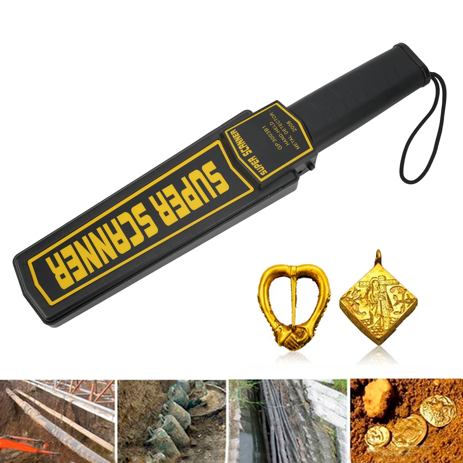 الماسح الضوئي المعدني للكشف عن المعادن عالي الحساسية ومقاوم للصدمات ومريح ومحمول لمحطات المطارات