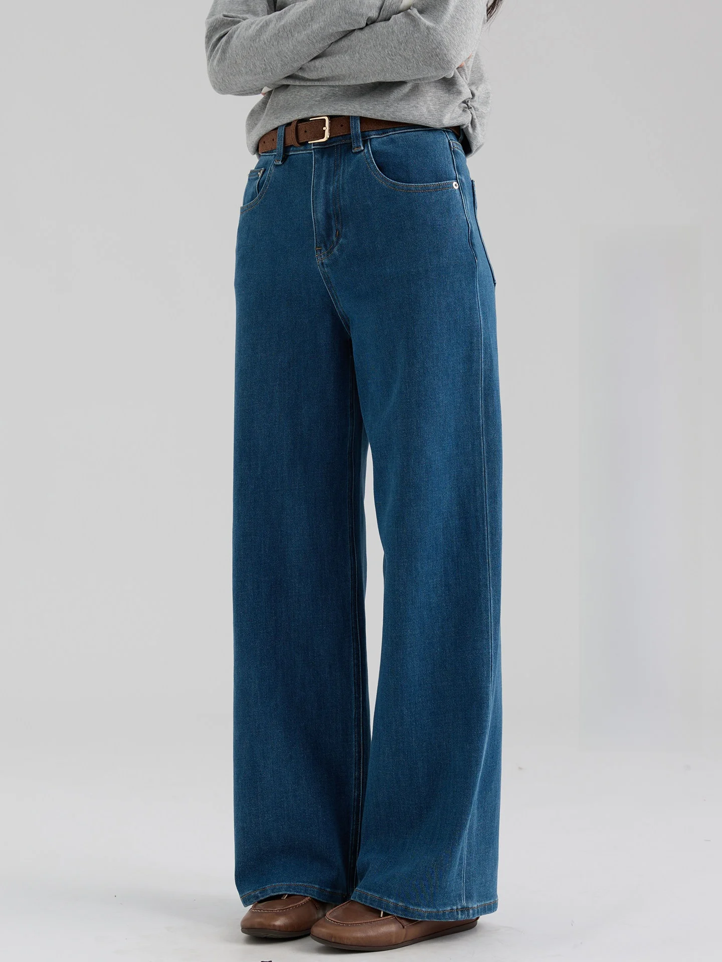 

Женские джинсы с высокой талией, прямые, повседневные, весенние, новые, эластичные в четырех направлениях, для работы, из смесового хлопка