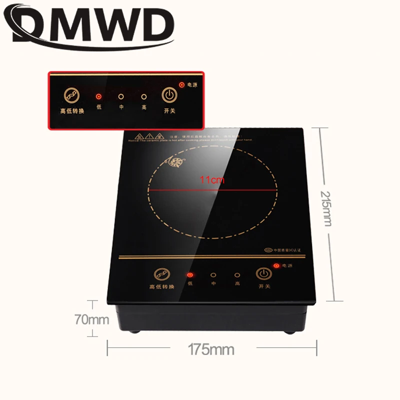 DMWD Electric Magnetic Induction Cooker Wire Control Mini Embedded Hotpot Hob Burner Waterproof Hot Pot Tea Boiler Stove Cooktop