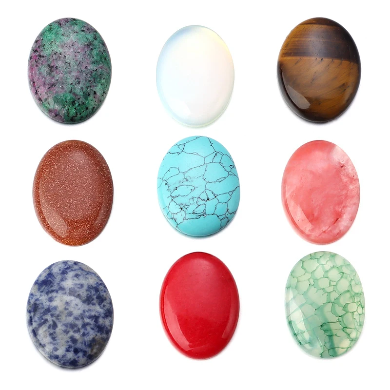 2 adet doğal taş Cabochon 30x40mm turkuaz Oval düz geri Tig göz Cameo paspayı Diy takı yapımı için kolye yüzük bulma
