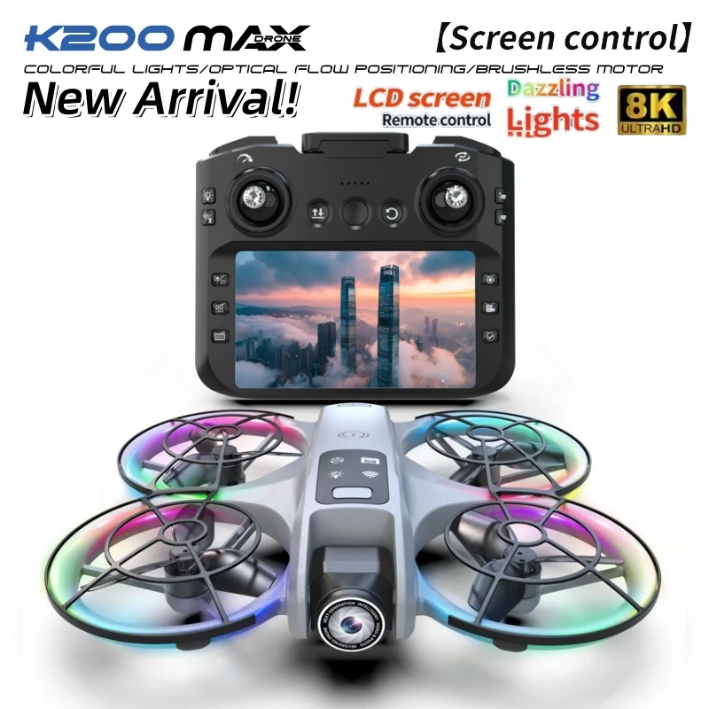 

New K200 Drone Big Screen Brushless Aerial Camera Aircraft Optical Flow Positioning Lights Full Protection Kid Chidren Gift