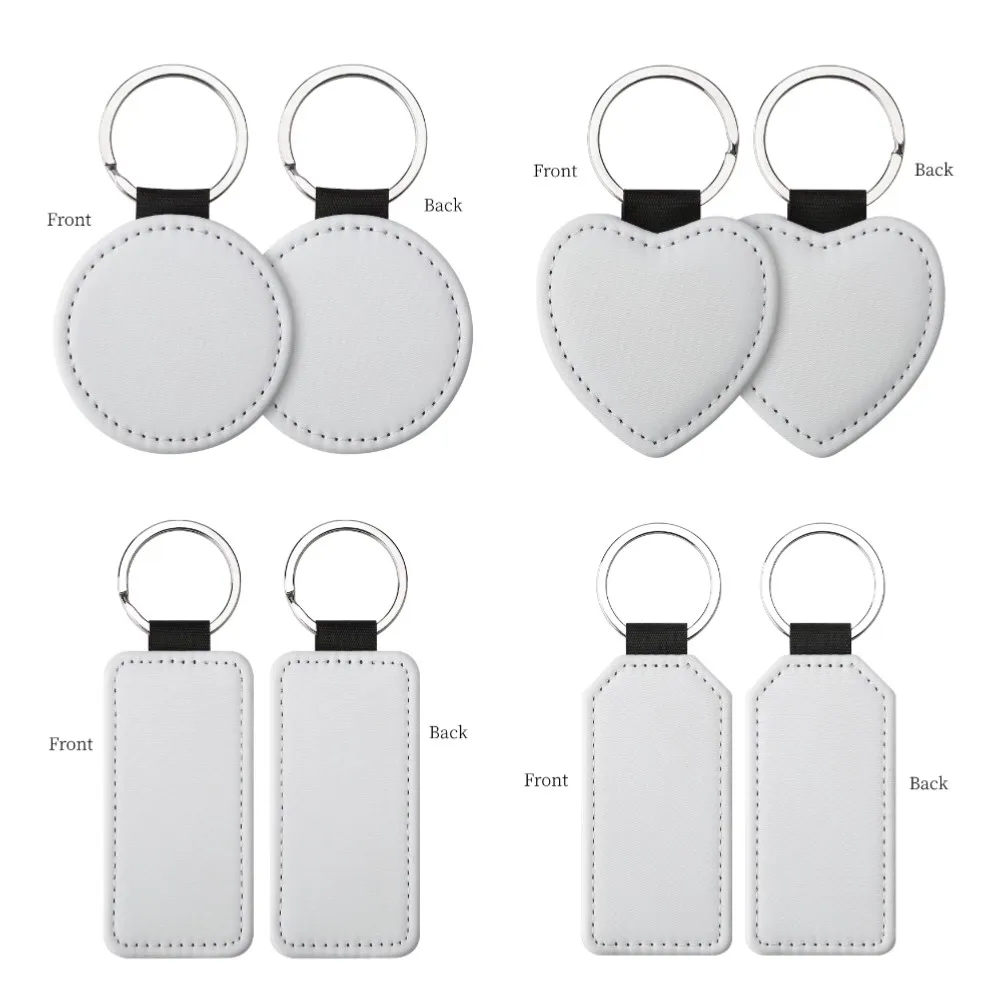 Sublimation Blank PU Keychains Double Sides Blank ID Tags Keyrings Creative Gifts PU Leather Keychain For Heat Transfer Print