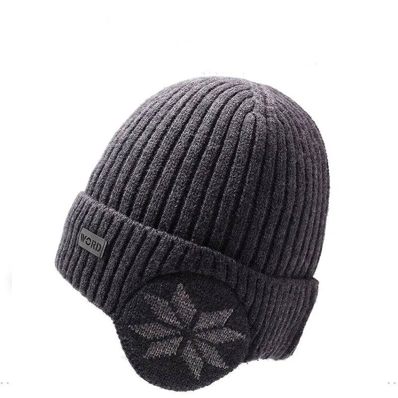 Hat Men's Winter Knitted Beanie Autumn Winter Men's Extended Ear Protection And Fleece Warm Suit