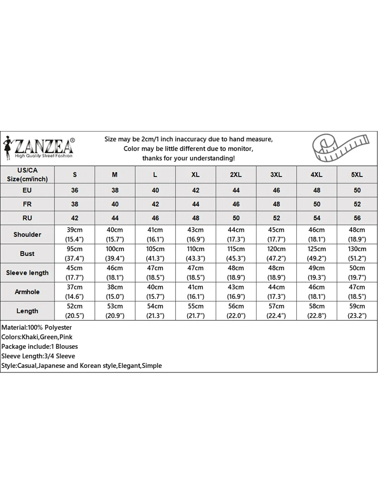 ZANZEA พิมพ์เสื้อผู้หญิงลําลอง OL เสื้อทํางาน 2025 Vintage Blusas แฟชั่น 3/4 แขนเสื้อ O คอ Tunics ขนาดใหญ่หลวม