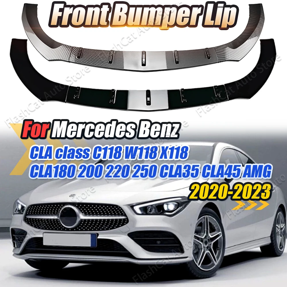 CLA C118 W118 X118 Front Bumper Splitter Lip For Mercedes Benz CLA180 200 220 250 CLA35 45 AMG 2020-2023 Diffuser Spoiler Guard