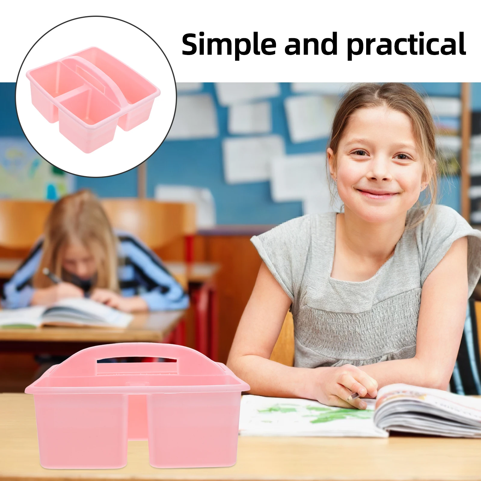 

Portable Compartmented Storage Basket Lightweight Caddy Plastic Crafts School Shower with Handle Classroom