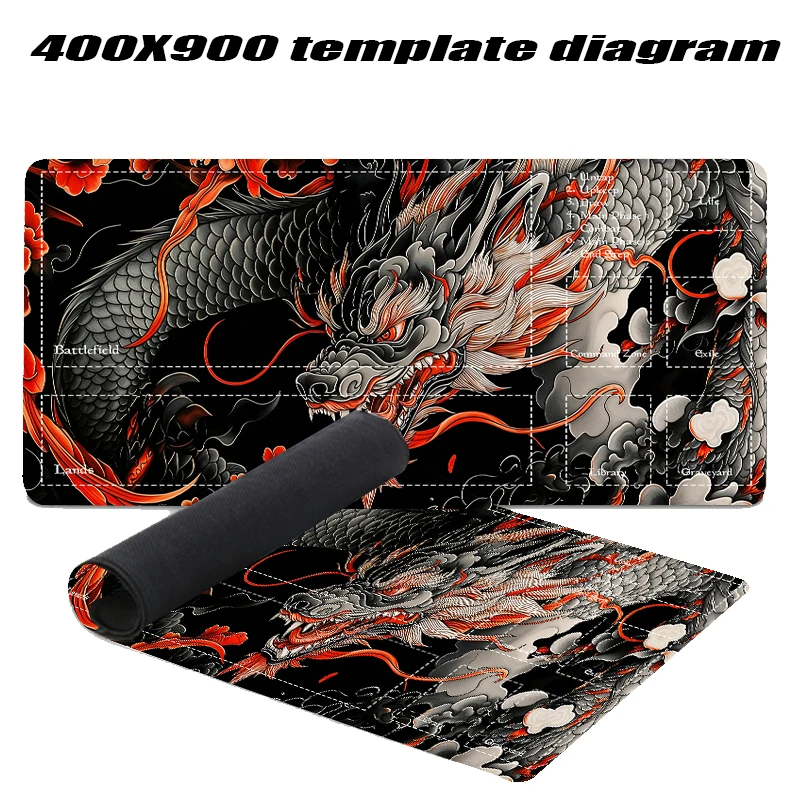 Wave MTG-Gaming-Matte, Drache 350 x 600 x 2 mm, Mauspad MTG MTG DTCG CCG RPG, Sammelkarte, Gaming-Teppich aus weichem Gummi, Kampfspiele – Detail 7