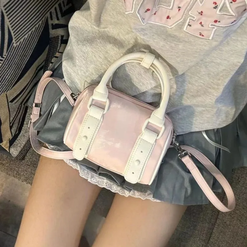 

JIAERDI милая милая сумка Boston женская изысканная компактная розовая сумка женская спортивная яркая повседневная сумка через плечо шикарная 2025