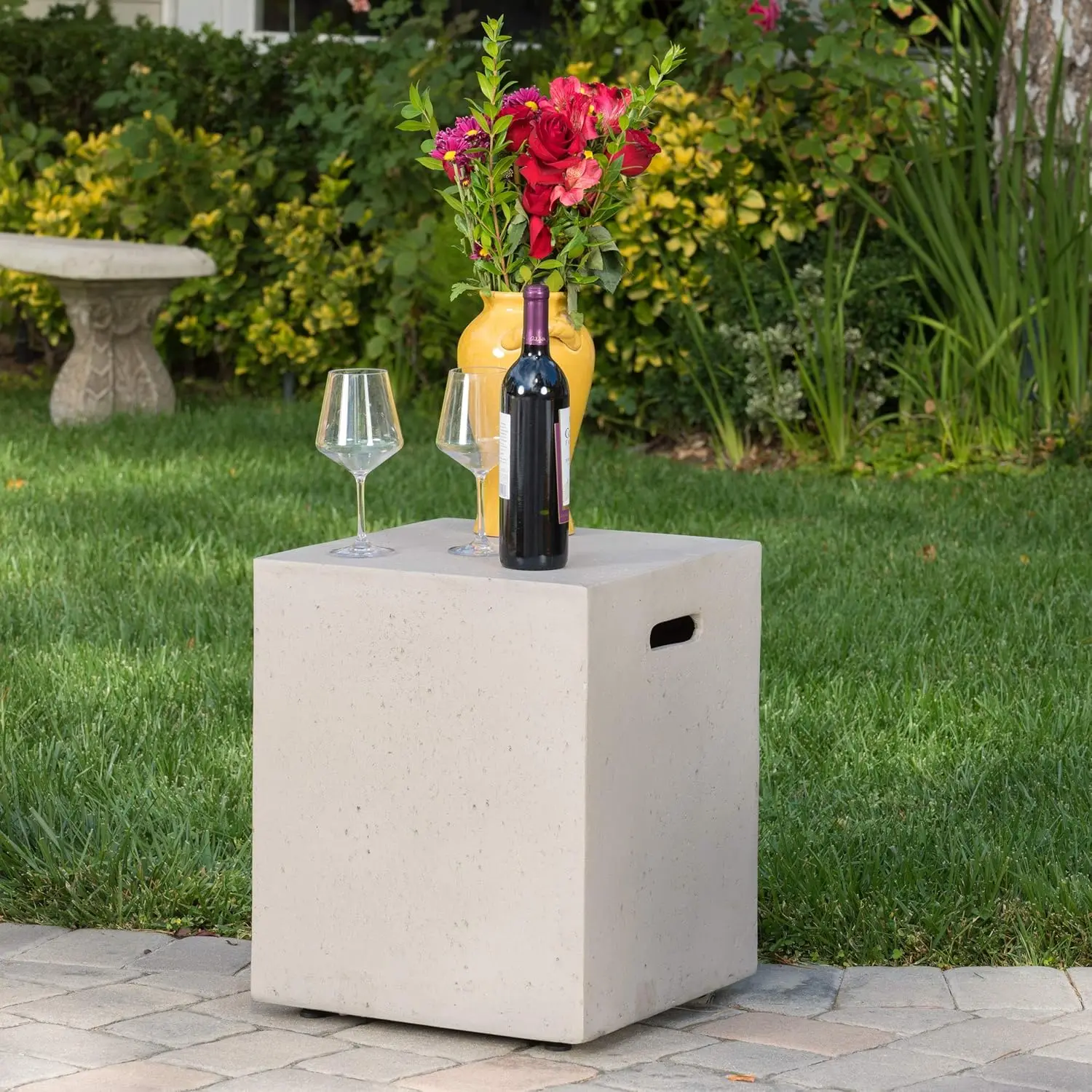 Christopher Knight Home Aidan Outdoor Rectangular Fire Table with Tank Holder, Light Gray