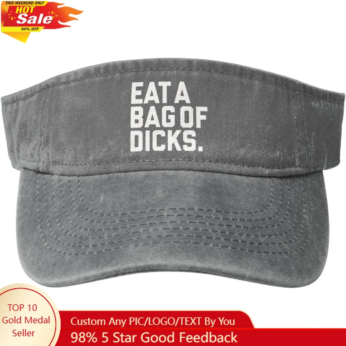

Eat A Bag of Dicks Sport Sun Visor Hats Cotton Ball Caps Empty Top Baseball Sun Cap for Men Women