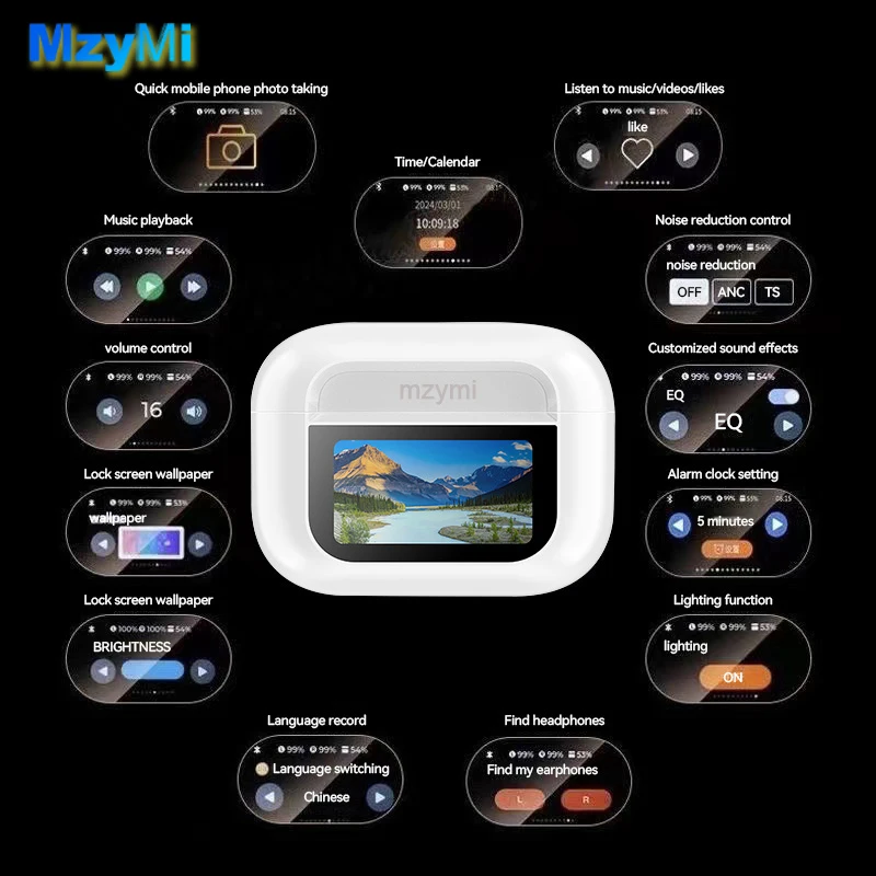 M oni A9 Pro سماعات أذن لاسلكية مزودة بتقنية البلوتوث 5.4 سماعات إلغاء الضوضاء TWS سماعات أذن رياضية تعمل باللمس للتحكم في الألعاب
