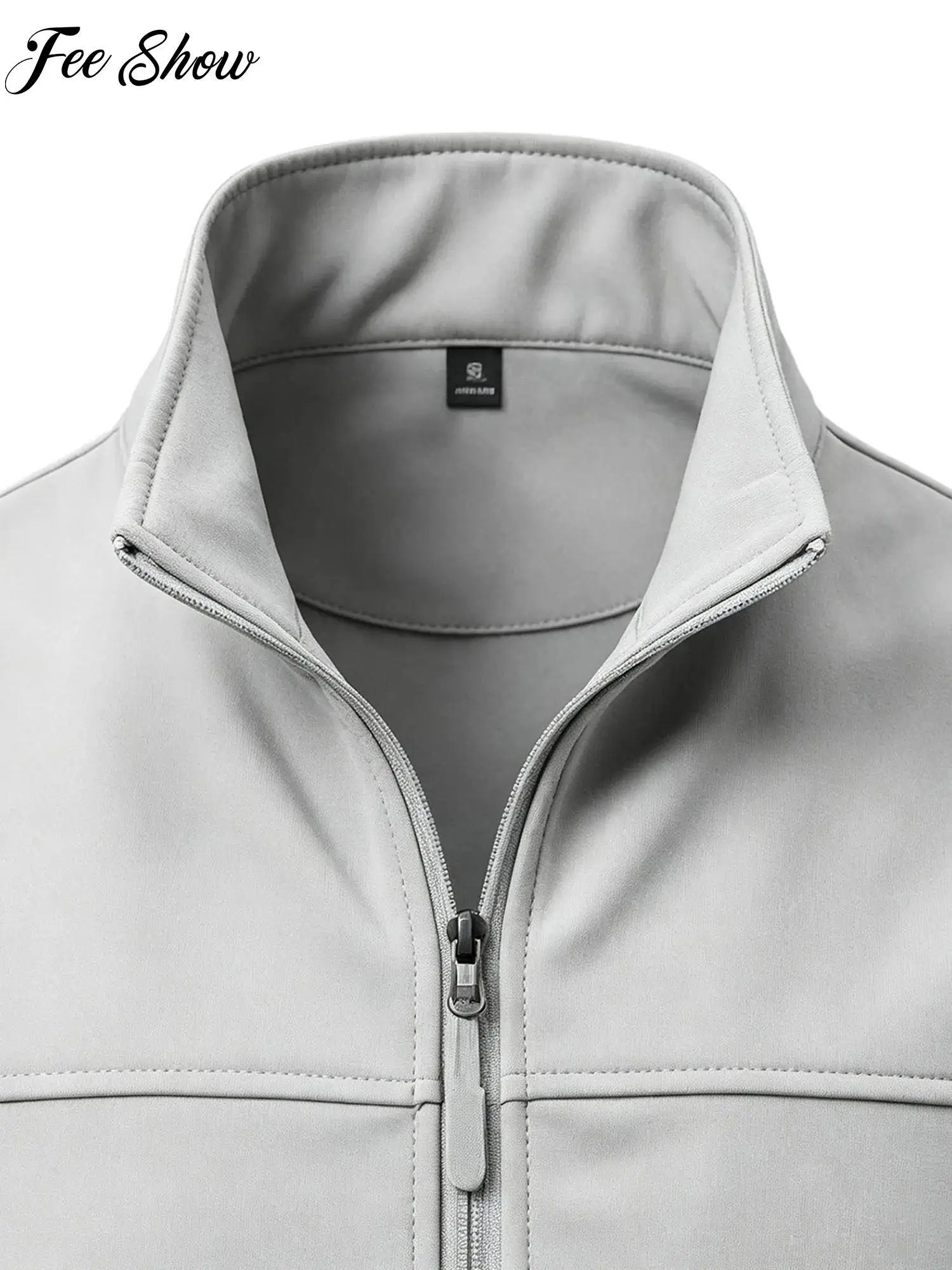 Men Sports Vest Stand Collar Sleeveless Zipper Jacket Outerwear with Zip-up Pocket for Gym Fitness Training Hiking