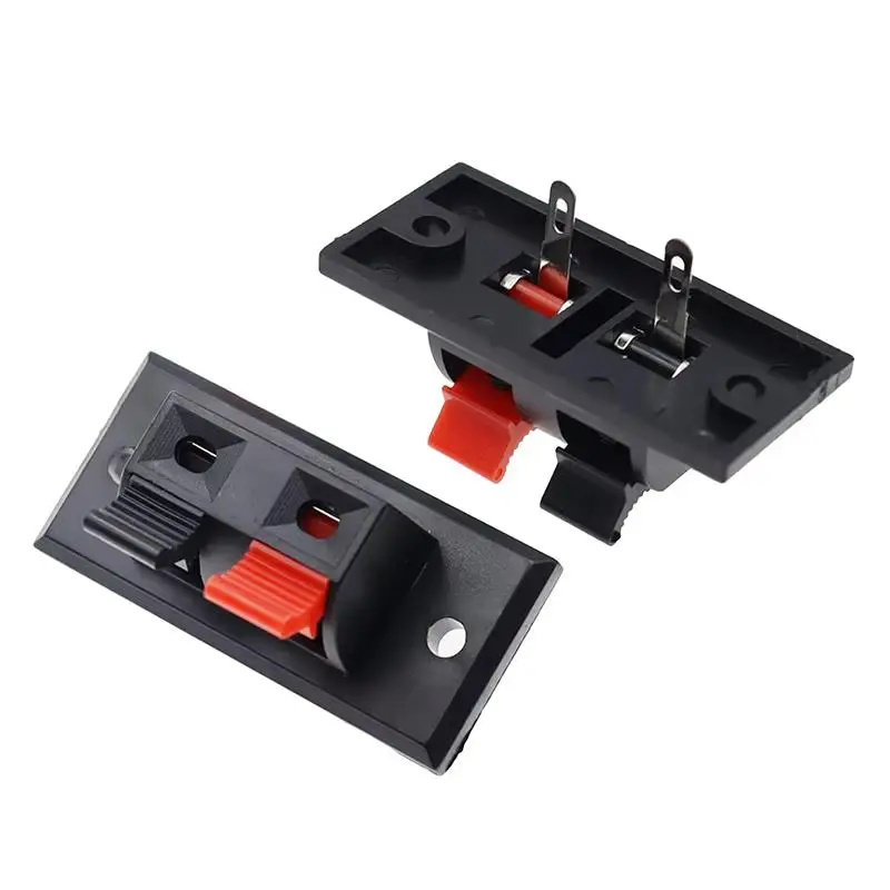Terminale connettore 2/4 posizioni Push In Jack Terminali connettore altoparlante a molla Cavo audio di carico Clip breadboard in plastica E4