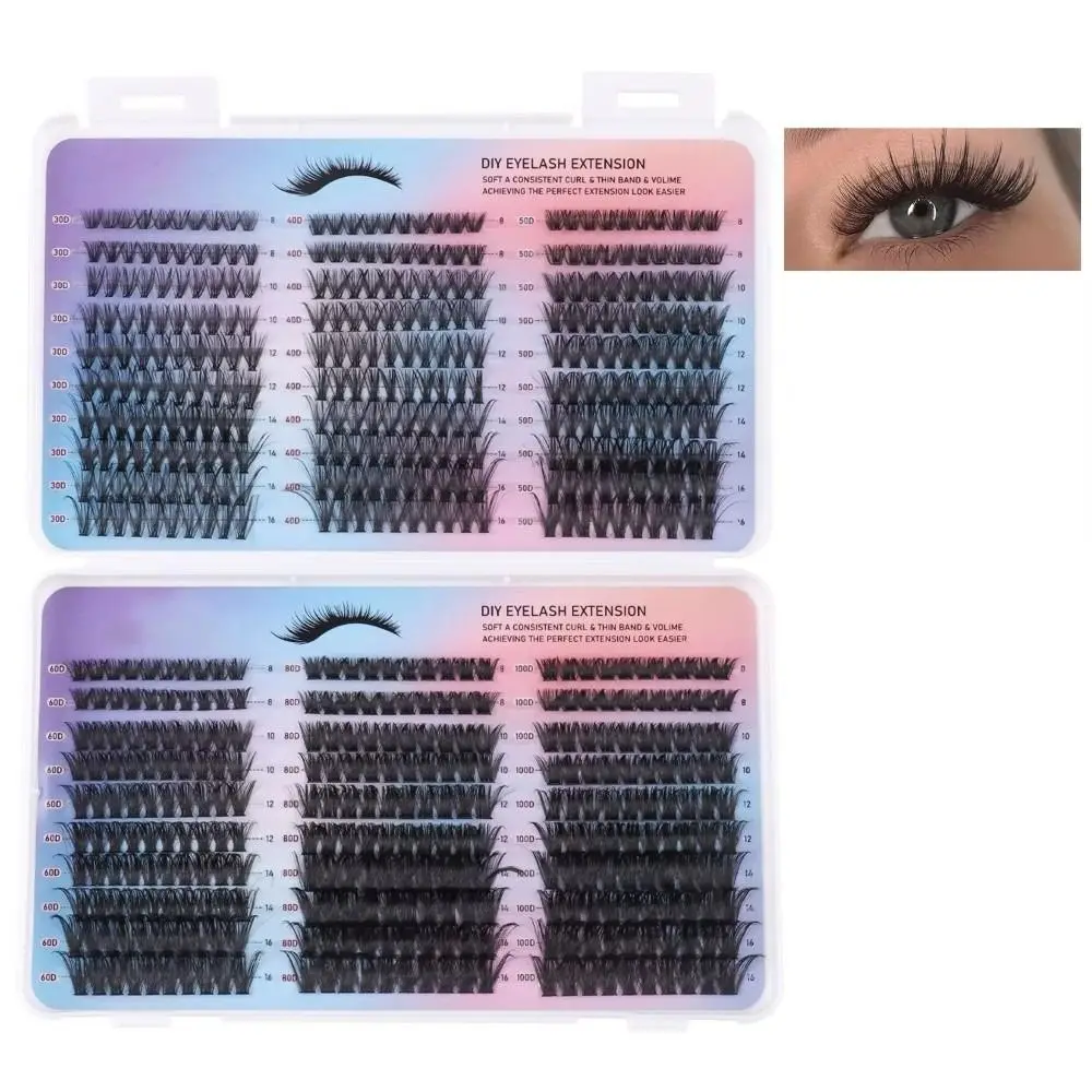 Pestañas Postizas Bond and Seal, Estilo Wispy, Aspecto Natural, Pestañas Individuales de 8-16 mm, Diseño en Clusters, Pestañas en Grupos para Fiestas de Disfraces