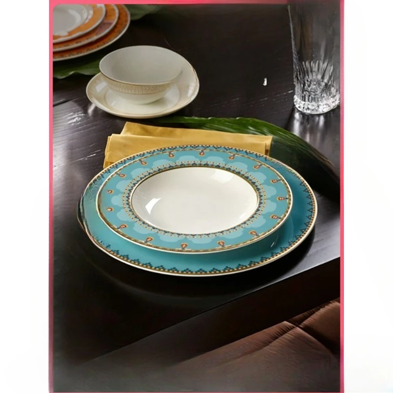 

Bone china plates European dishes Home retro art Color luxury