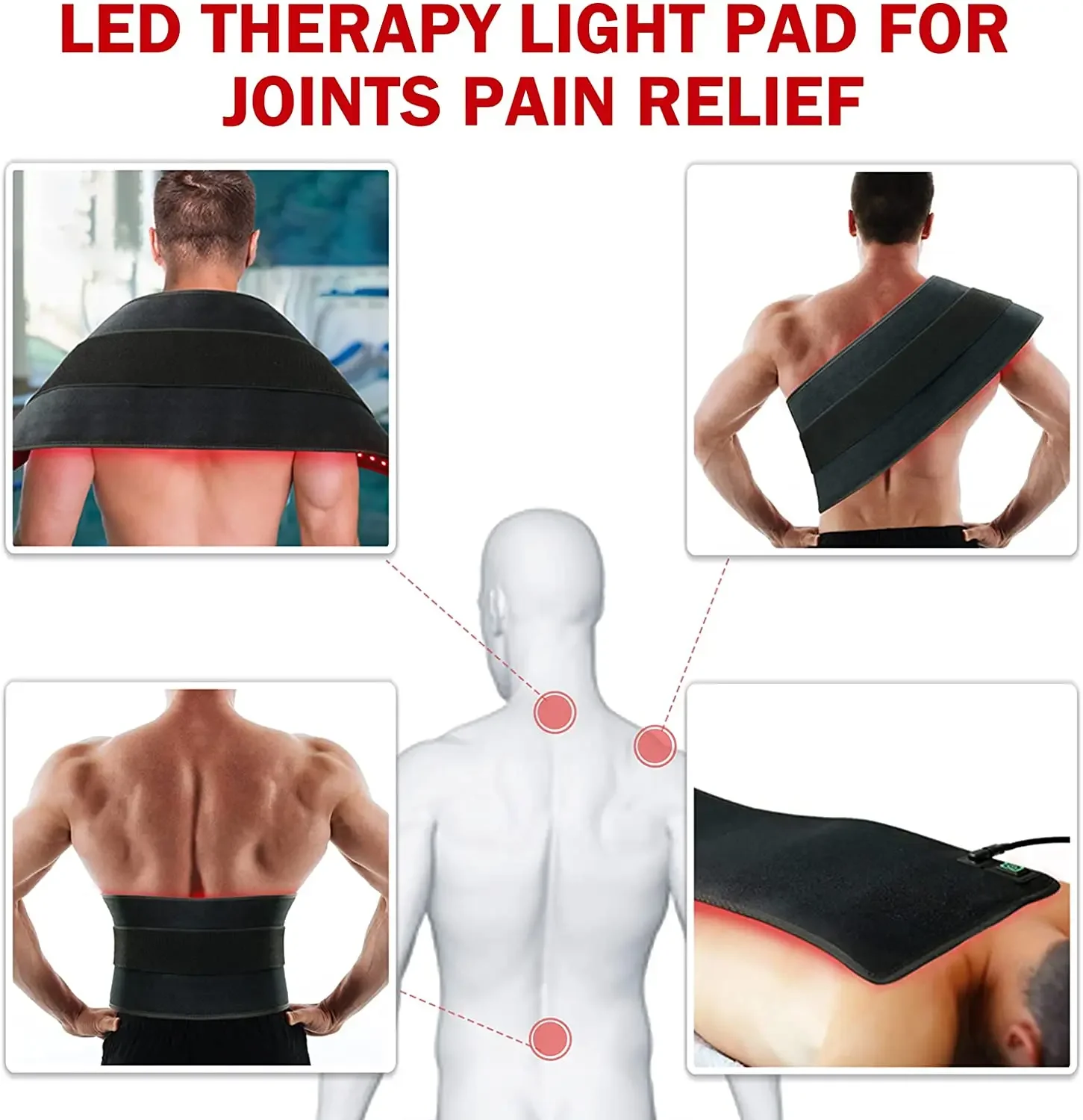 

HLKGO 360pcs 660nm 850nm Red Light Therapy Knee Wrap Light Relief Accelerate Wound Healing Large Pad Silicone for Man and Woman