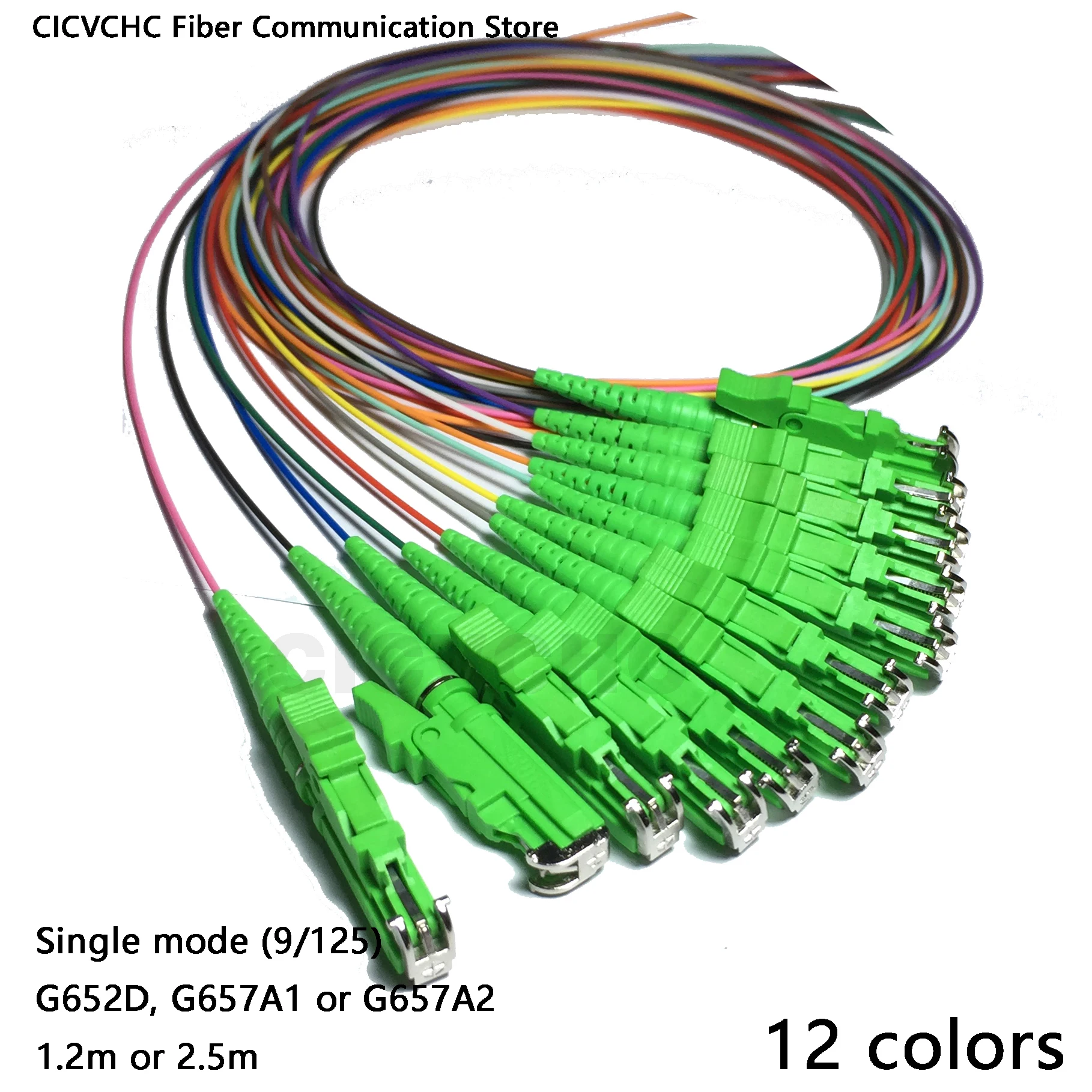 

12 colors LSH/APC (E2000)- Fiber Pigtail with Single mode (G652D, G657A1, G657A2)