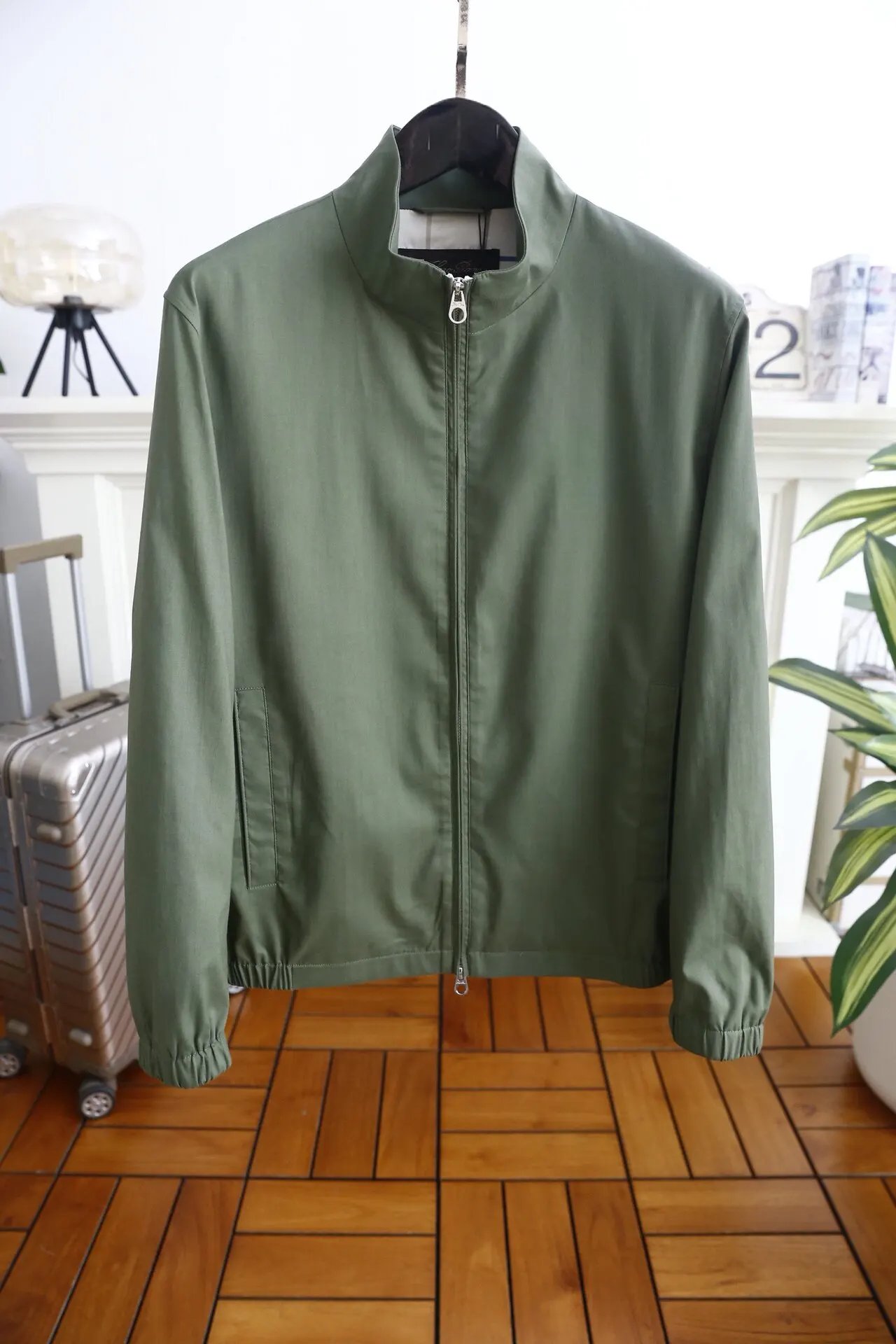 

Italian LP old money style stand-up collar double zipper embroidered casual jacket