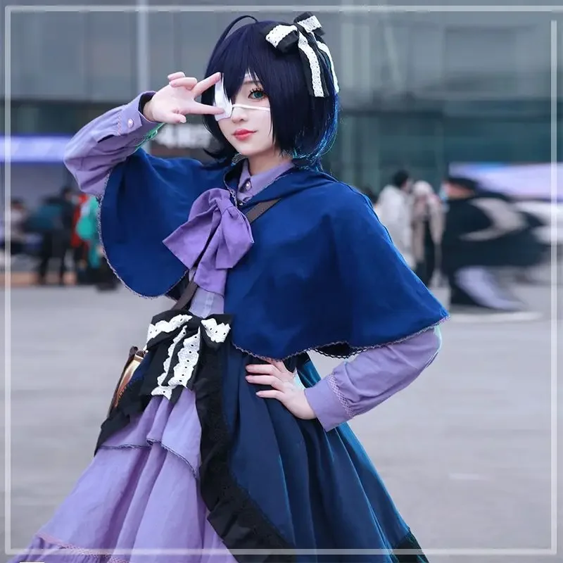Anime Love Chunibyo & Other Delusions Takana Shirikka Takanashi Rikka cos Aquarium dress Gothic shawl role-playing costume wig