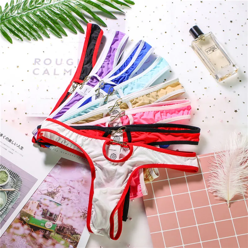 8PCS Personality Silk Skating Silk Men's Sexy Thong Erotic Ultra-thin Thong Men G Strings and Thongs Letter Sissy Tanga