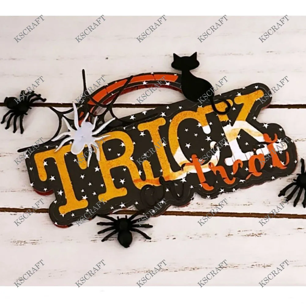 KSCRAFT Trick Or Treat Bag Topper pemotongan Dies stensil untuk DIY Scrapbooking dekoratif Embossing DIY kartu kertas