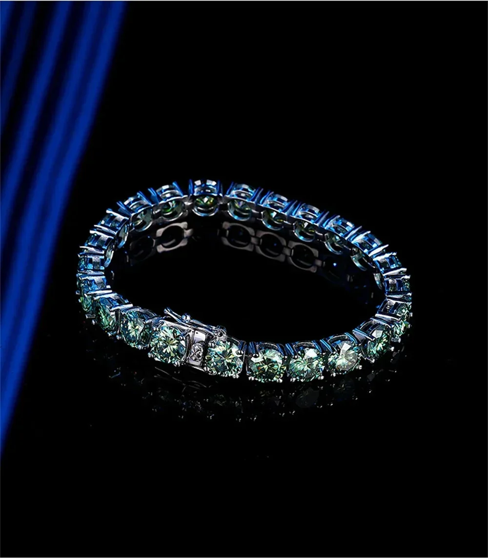 

Green Moissanite Tennis Bracelet For Women GRA Certified Original 925 Sterling Silver 3mm 4mm 5mm 6.5mm Hand Chain Jewelry