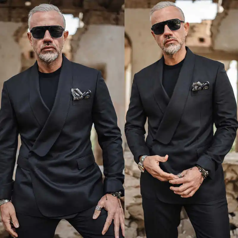 

Модные мужские костюмы, комплект из двух предметов, пиджак, брюки, однобортный деловой костюм с остроконечными лацканами, тонкие свадебные смокинги для жениха по индивидуальному заказу