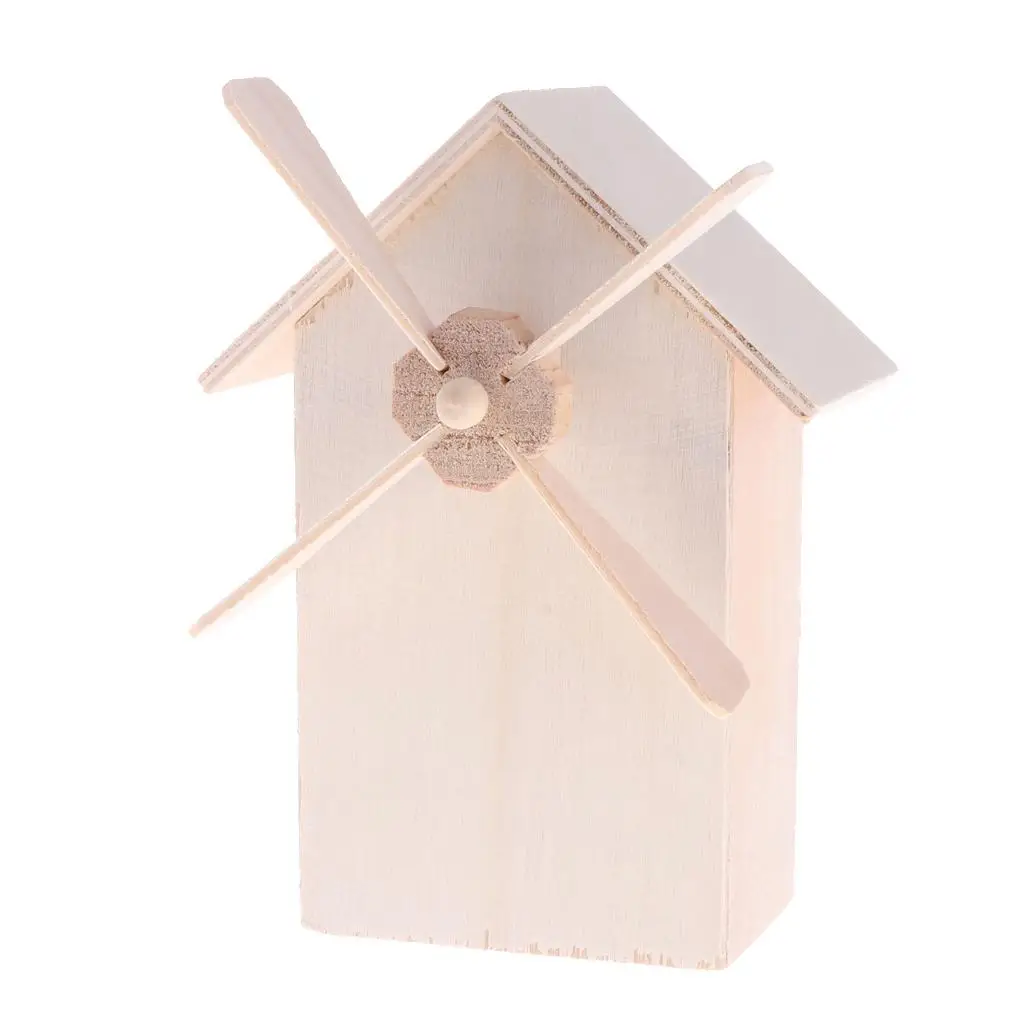 

Unpainted Wooden Money Box Windmill Shape Kids Craft Toy for Home Decoration and Learning Skills