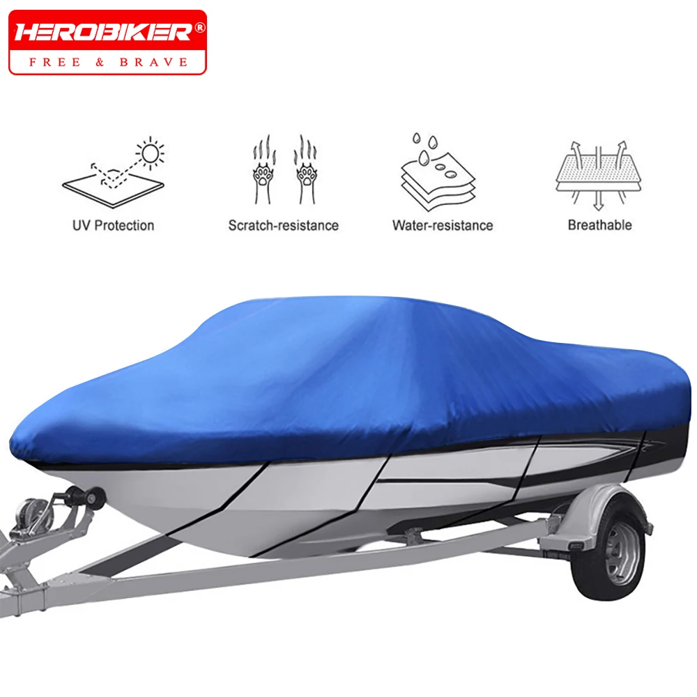 Чехол для рыболовной лодки 210D, аксессуары для ловли рыбы, баса, скоростной катер, V-образная синяя крышка лодки для трейлерной лодки 11-22 фута