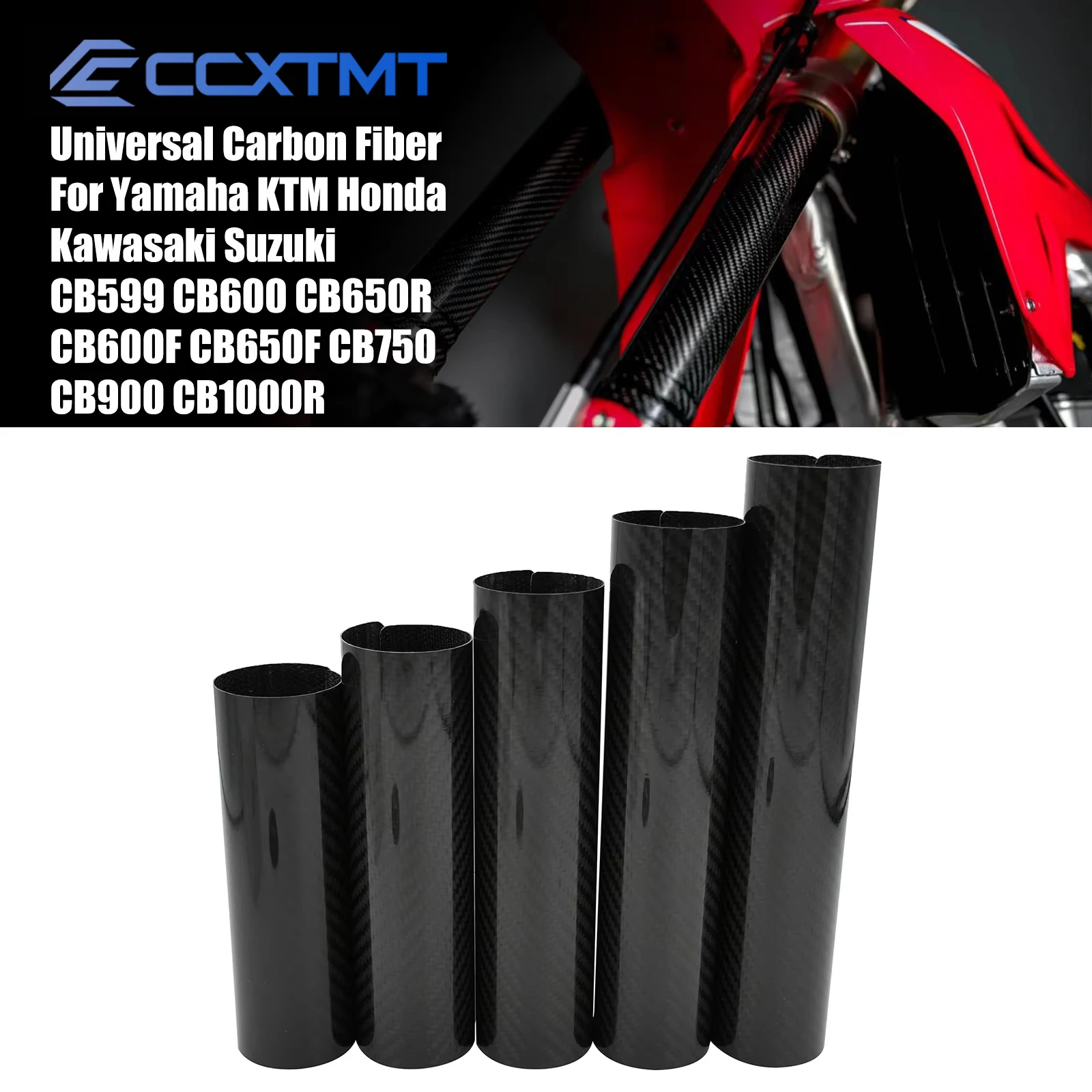 

Motocross 248mm 225mm 202mm 178mm 160mm Fork Wraps Protectors Carbon Fiber For Yamaha KTM Honda CB650R CB500X CB500F CB1000R
