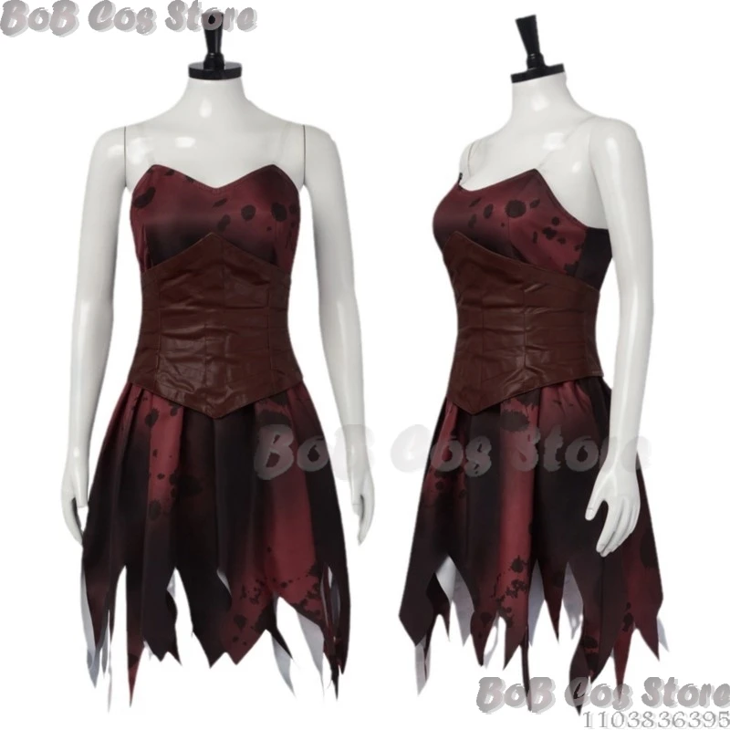 Princess Elodie Movie Damsel Cosplay Costume Irregular Hemline Dark Red Dress Girdle Suit Holloween Party RolePlay Women Girl