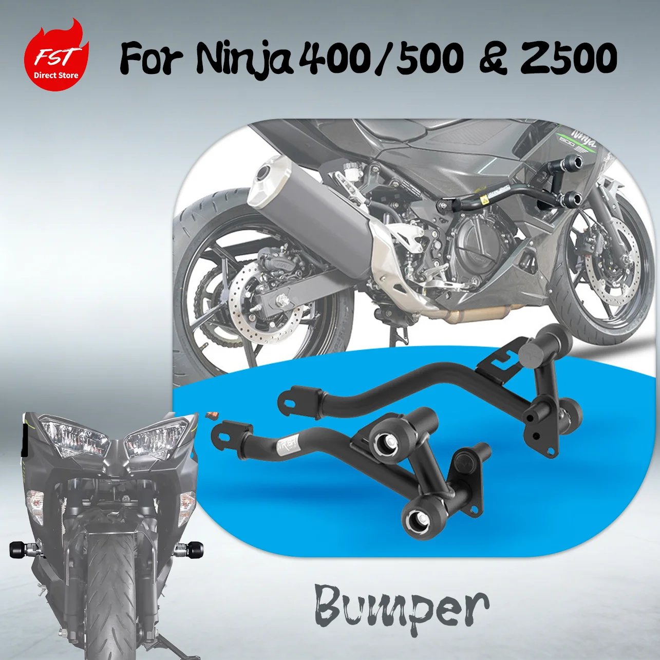 

Защитные дуги (краш-бары) для Kawasaki Ninja 400/500 и Z500, защита двигателя с противоударными слайдерами, бампер-протектор для трюков