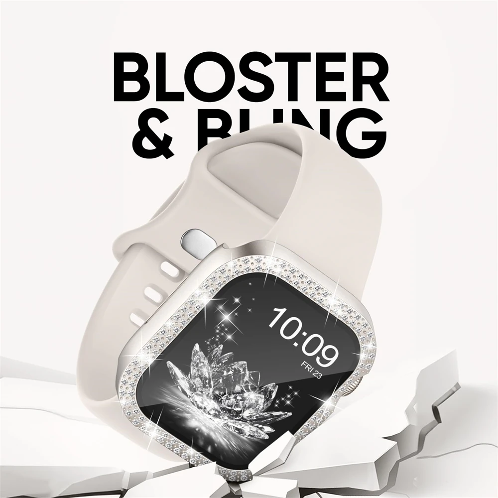 Diamond case+strap For Apple watch bands 45mm 41mm 38mm 42mm 44mm 40mm bracelet+Screen Protector+Bumper series 10 9 8 7 6 5 4 SE