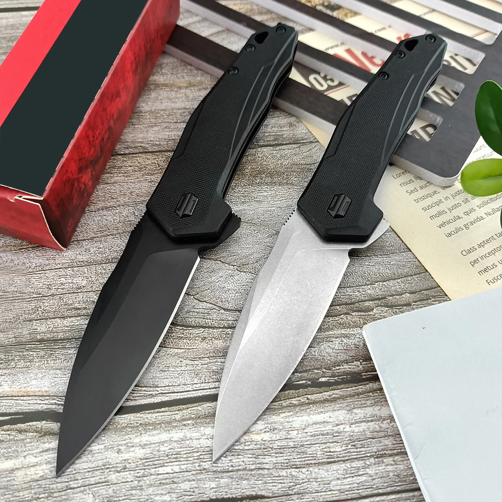 2041 Pocket Flipper Knife D2 Steel Blade Survival Jackknife Outdoor Utility Multi-purpose Folding Knife Nylon Wave Fiber Handle