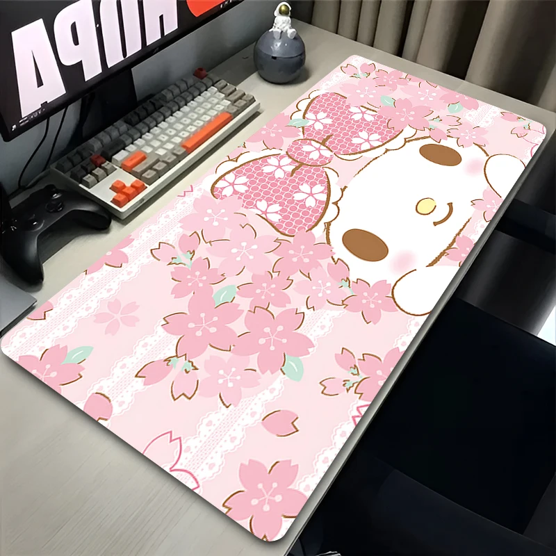 Alfombrilla de ratón para escritorio, alfombrilla de ratón para juegos My M-melody Sakura con bordes cosidos, base de goma antideslizante, alfombrilla de ratón extendida, 1 ud.