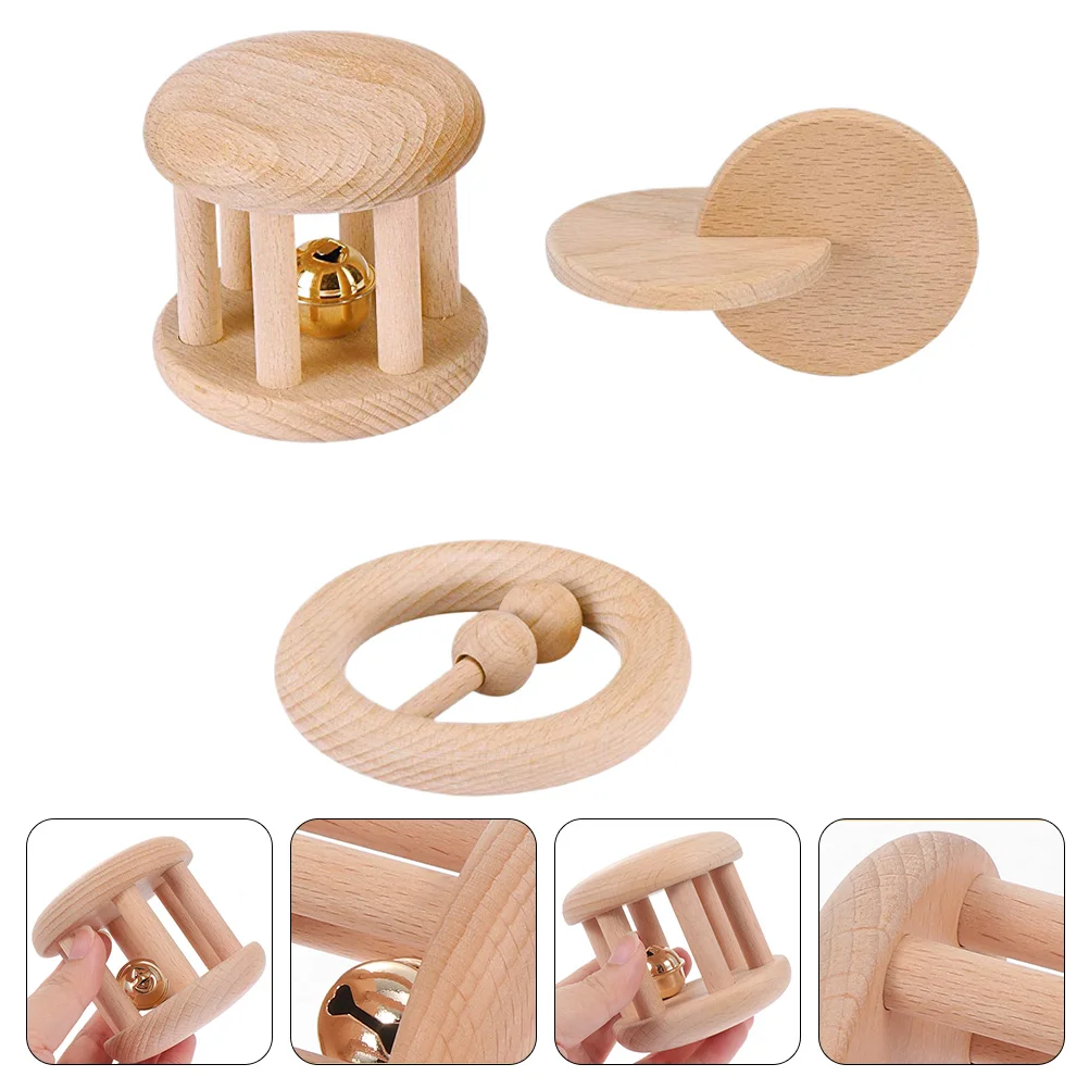 

3 Pcs Preschool Toys Baby Educational Grabbing Chewing Toddles Teether Toddler Props Lightweight Wood Teething Rings