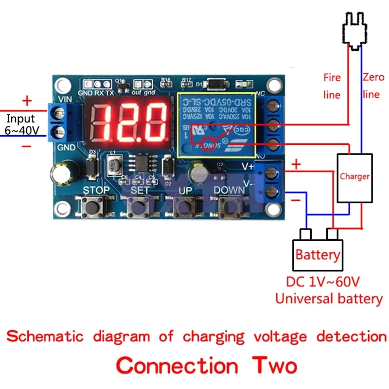 DC 6-40V Battery Charger Discharger Control Switch Undervoltage Overvoltage Protection Board Auto Cut Off Disconnect Controller