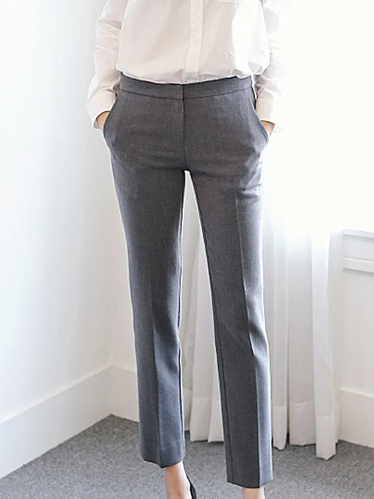 High Waist Slim Fit Black Suit Pants for Women Spring Summer Straight Leg Nine Points Pants Tapered Harlan Pants
