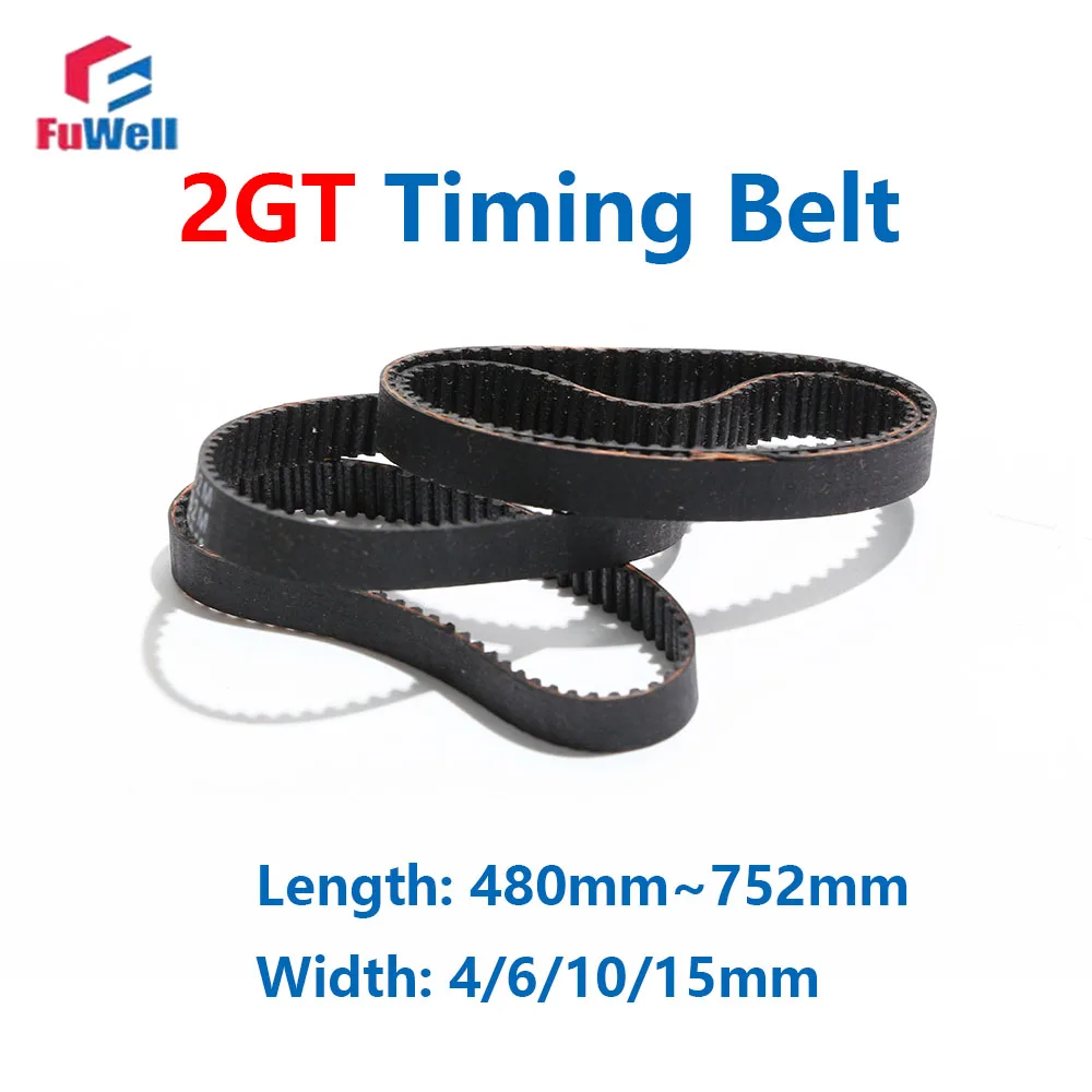 FuWell 2GT Belt Width 4/6/10/15mm GT2 Timing Belt Closed Loop Rubber Perimeter 480mm~752mm Timing Synchronous Belt 3D Printers