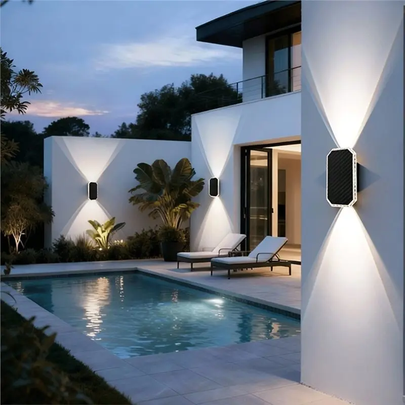 Intelligent Light Control 2PCS Solar Fence Lights Wall Wash For Patio Yard Lamp Up And Down Solar Wall Lights 7 Color-B61B