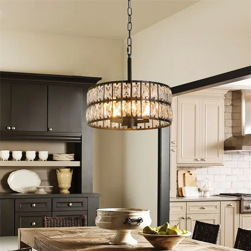 

Modern Pendant Light Led Crystal Chandelier Kitchen Island Hanging Ceiling Lamp Living Bedroom Retro Luxury Plafon Home Decorate